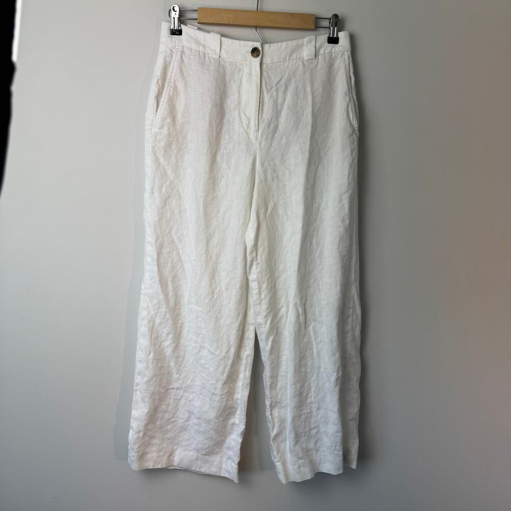 Boden Women's White Westbourne Linen Trousers Size 6P